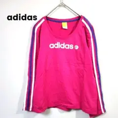 adidas　アディダス　ピンク　レディースM　袖2色3本ライン　ロゴキラキラ✨