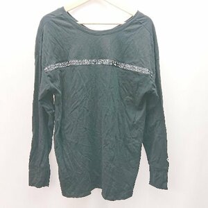 ◇ Roxy ロキシー ロゴプリント バックスリット 薄手 カジュアル 長袖 Tシャツ サイズM ブラック レディース E