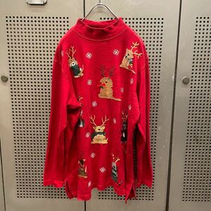 古着　ヴィンテージ　vintage ロングスリーブTシャツ　ロンtee クリスマス　カラフル　派手　個性派