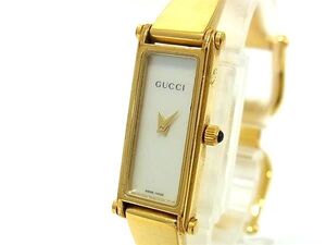 1円 ■稼働品■美品■ GUCCI グッチ 1500L クォーツ 腕時計 バングルウォッチ レディース ゴールド系 DB0417