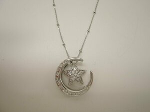 【新品磨き済】K18WG ホワイトゴールド ダイヤ0.30ct ダイヤ0.12ct 月 星 ネックレス Diamond ジュエリー アクセサリー diamond NBJ