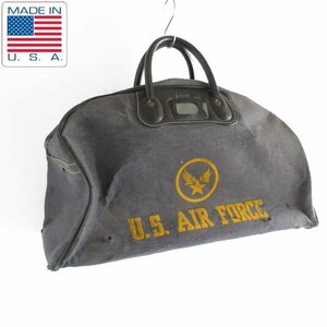 50s USA製 米軍 US AIR FORCE ミリタリー ボストンバッグ フロッキープリント フェード 抜け紺系 アメリカ製 ビンテージ D148-61-0001ZVW