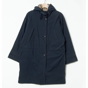 Aquascutum アクアスキュータム 日本製 コート ライナー付き 裏チェック 紺 ネイビー ポリ混 中綿 秋冬 メンズ アウター カジュアル