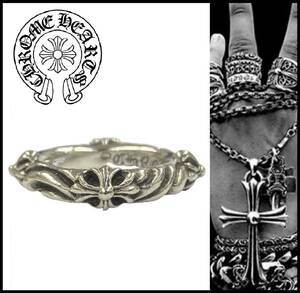 ★正規品★ CHROME HEARTS クロムハーツ CH シルバー 925 SBT BAND RING CHプラス クロス スクロール バンド リング 指輪 11号