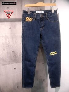 美品 GUESS ゲス x GENERATIONS ジェネレーションズ コラボ LOGO DENIM PANTS ストレッチ デニムパンツ W29/テーパード ジーンズ/LDH