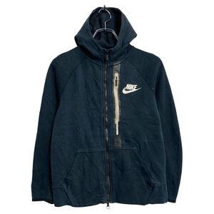 NIKE プリントスウェット パーカー ナイキ キッズ M ブラック フルジップ 古着卸 アメリカ仕入 a611-7355