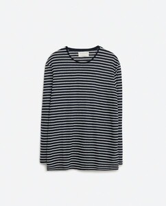 ☆ZARA/ザラ ボーダー柄 リネン 長袖Tシャツ/メンズ/S☆新品