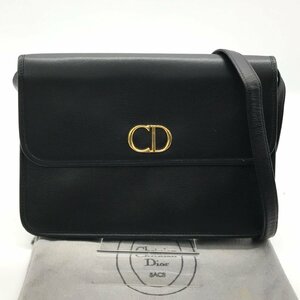 1円 超美品 Christian Dior ディオール CD金具 レザー ショルダー バッグ ブラック a3783