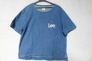 Lee/リー/LS7303/半袖プルオーバー/Tシャツ/ストレッチ性デニム素材/左胸ポケット/裾サイドスリット/インディゴブルー/Mサイズ(8/17R5)