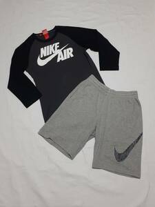 NIKE ナイキ Tシャツ 七分丈 612913 ブラック グレー 美品 ハーフパンツ 727783 グレー 美品 上下セット size S