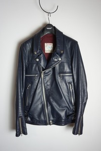 美品正規 UNDERCOVER アンダーカバー Leather Biker Jacketレザー バイカー ジャケット ルイスレザー ダブル ライダース UB2B4201紺 301O▲