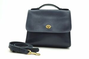 1円〜 オールド コーチ 2way ショルダー ハンドバッグ C3L 9870 フラップ レザー 紺 ネイビー COACH 0167h