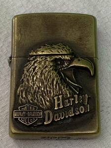 ZIPPO ハーレーダビットソン イーグル ジッポライター オイルライター HARLEY-DAVIDSON CYCLES MOTOR ゴールド 92年製 メタル貼り 喫煙具