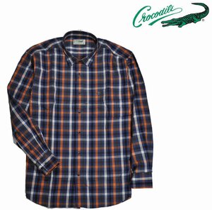 [クロコダイル] ワークシャツ長袖 大きいサイズ 格子柄　cotton綿 春夏　2Lサイズ　1アイボリー　1001-05107