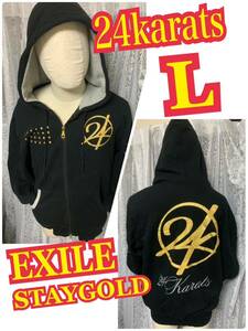 24karatsプルオーバーパーカー　STAYGOLD EXILE ブラック　Lサイズ