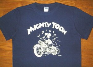 新品 デストロイ DESTROY コットン生地 半袖 Tシャツ (Mサイズ/紺) ミッキーマウス ディズニー バイク 単車 ハーレー セディショナリーズ