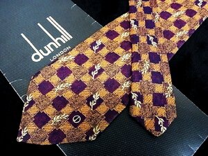 ♪今週の特売980円～♪0802W♪状態並品【dunhill】ダンヒル【葉っぱ 植物 dロゴ 柄】ネクタイ♪