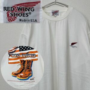 RED WING SHOES レッドウィング USA製 白古着 半袖 Tシャツ L バックプリント