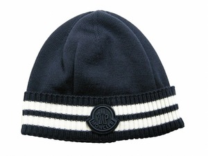 ベビーサイズXS/新品モンクレール/BERRETTOニットキャップ/ニットCAP/ニット帽子/ビーニーMONCLER/赤ちゃんKIDSベビーBABYダークネイビー系