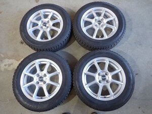 YS15117【送料無料175/65R15】フィット スイフト アクア キューブ等に 中古スタッドレス ▼15×5.5J 100/4H ET42▼1円スタート