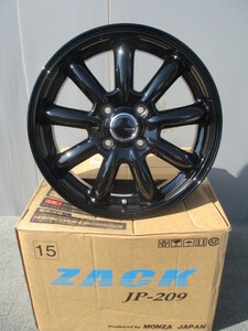 新品4本■15インチアルミホイール■15×4.5J+45 100-4H■ZACK JP-209(グロースブラック) 軽自動車N-BOXハスラーデリカミニekクロスキャスト