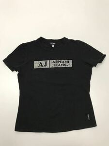 ARMANI JEANS. Tシャツ 半袖Tシャツ ブラック ロゴ tee チビT Y2K イタリア