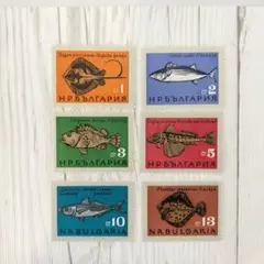 外国切手　ブルガリア　1965　魚　6種