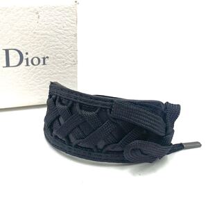 ChristianDior クリスチャンディオール　バングル　ブレスレット　レース　レザー　ブラック　系　レディース　KL1027