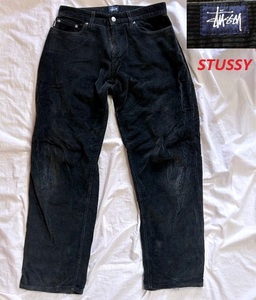 USA製STUSSYステューシーコーデュロイパンツw30黒★紺タグオールド90