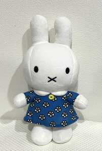 ZZ【miffy ミッフィー】ブルー 花柄 ワンピース ドレス ぬいぐるみ 全高約28cm 立ち姿 うさこちゃん タグ無し NW