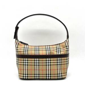 1円 極美品 Burberrys BURBERRY バーバリー ノバチェック シャドーホース ワンショルダー バニティバッグ ハンドバッグ ブラウン