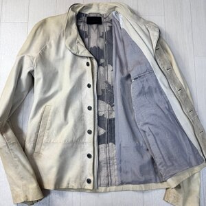 良品/50 XL-XXL相当★ディーゼル/DIESEL BLACK GOLD 裏地総柄 羊革 ラムレザー デザインジャケット ライダース ジップブルゾン メンズ