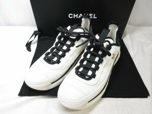 2023年12月購入 未使用品 【CHANEL シャネル】G45331 ココマーク スエードレザー スニーカー 靴 (レディース) size39 白×黒 ■30LZ4489■