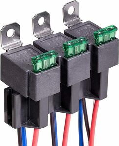 E262-3個 4Pin 12V 30A Kiligen 12Vヒューズリレースイッチハーネスセット-30A ATO/ATCブレー