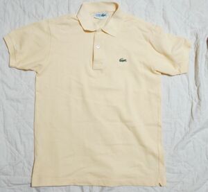 CHEMISE LACOSTE 文字ワニ サイズ３ クリーム黄色系 L-1212 ラコステ　ビンテージ