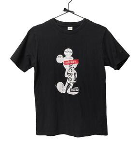 【中古】Disney ミッキー mickey シルエットTシャツ Mサイズ 黒