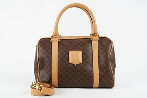 【超美品】CELINE セリーヌ マカダム 2WAYショルダーバッグ ハンド ブラウン系 ブランド鞄【QI42】