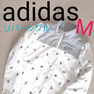 【超美品】adidasアディダス　 ブルゾン ジャケット ゴルフウェア ゴルフ 総柄　リバーシブル　中綿　レディースM