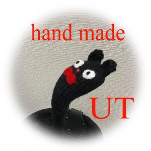 ゴルフニットヘッドカバーハンドメイド　UT用 黒ネコ