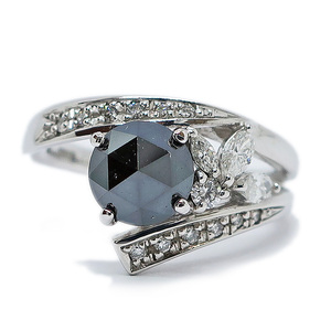 【天白】【JEWELRY】K18WG ブラックダイヤ1.59ct ダイヤ0.29ct リング #12 約6.5g ホワイトゴールド 750 指輪 高級 ジュエリー【中古】