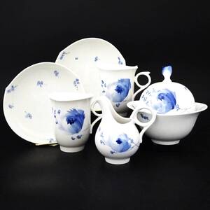 Meissen 青い花 コーヒーカップ＆ソーサー/クリーマー/シュガー 計6点 茶器 食器 マイセン 80サイズ発送 KK-3160999-207-mrrz