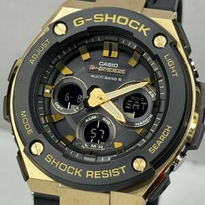 未使用同様 極美品G-SHOCK GST-W300G-1A9JF Gスチール/G-STEEL タフソーラー 電波受信 電波ソーラー マルチバンド6 ブラック ゴールド