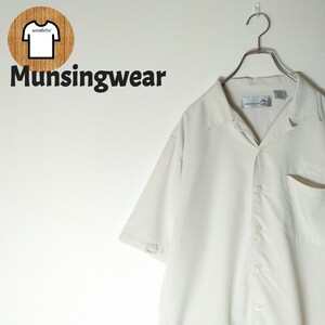 【Munsingwear 半袖シャツ L ワンポイント刺繍 オープンカラー A840 1ポケット 海外古着】