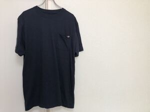 【送料込み】ディッキーズDickiesネイビー無地ポケットTシャツ size L