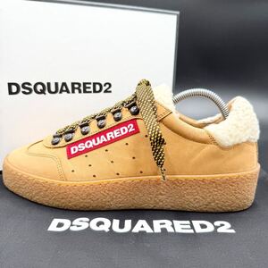 1円 【極美品】 DSQUARED2 ディースクエアード 【圧倒的高級感】 ボア サイドロゴ メンズ スニーカー シューズ 靴 ブラウン 25.0cm相当