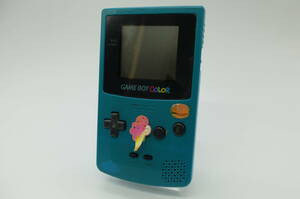 ☆GBCOLOR本体☆ #3505 GAMEBOY COLOR ゲームボーイカラー CGB-001 本体のみ グリーン系 電源確認〇 動作確認〇 ボタン× 中古 現状品