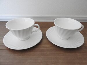 ★☆【送料無料】ROYAL DOULTON ロイヤルドルトン　CASCADE カスケード　　カップ＆ソーサ　ペア　２客　ホワイト　☆★