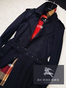 f46 定価14万●BURBERRY BLACK LABEL CRESTBRIDGE●ハイネック！トレンチコート バーバリーコート メンズ 英国ノバチェック　L