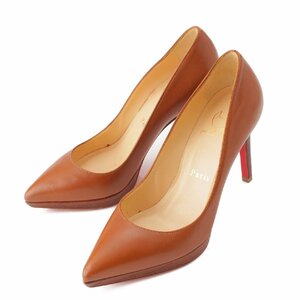 【クリスチャンルブタン】Christian Louboutin　ポインテッドトゥ レザー ヒール パンプス ブラウン 35 1/2 【中古】【正規品保証】200556