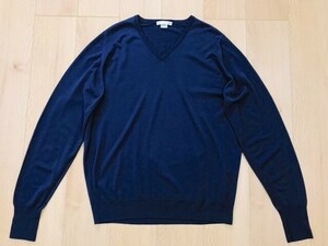 【良品】JOHNSMEDLEY＊Vネックハイゲージニット＊渋紫＊XL＊英製